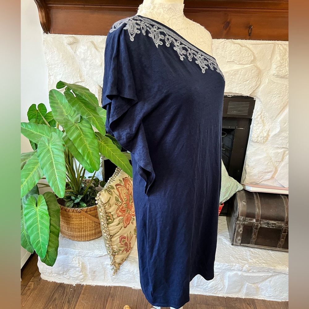 Tommy Bahama Linen Lovelin One Shoulder Dress Embroidered Size S/P NWT